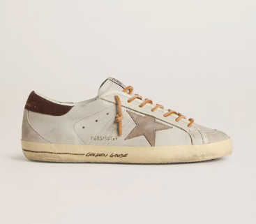 Super-Star avec étoile en cuir croco tabac et contrefort en cuir noir